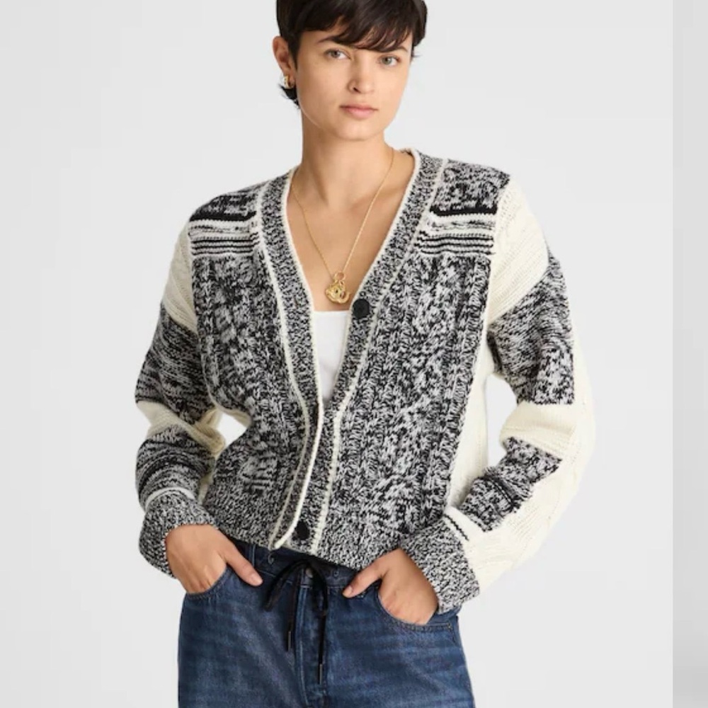 Madewell Marled Patchwork Cardigan